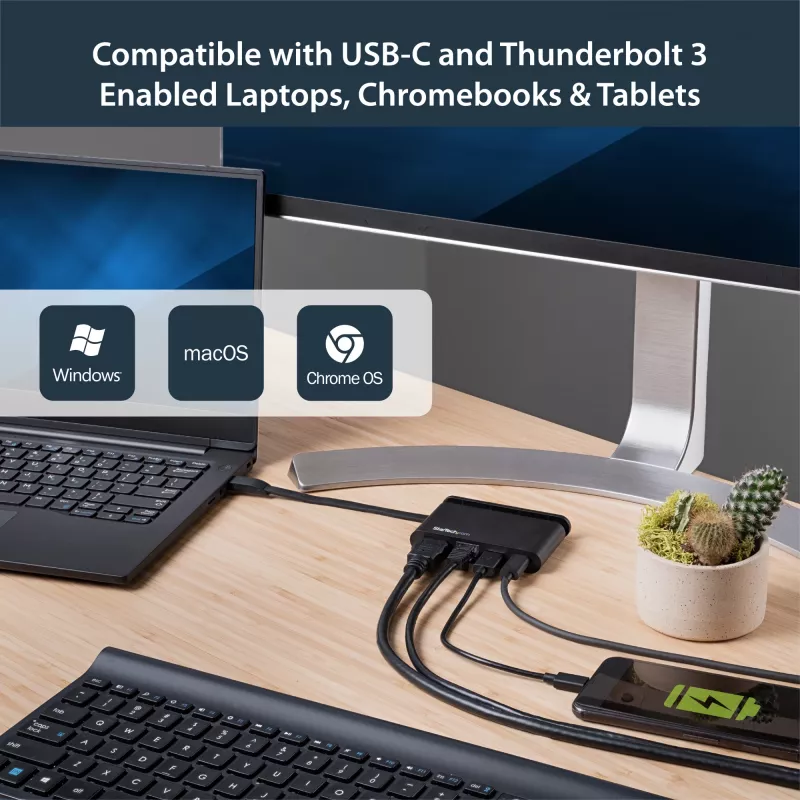 StarTech.com USB-C multiport adaptér - prenosný USB-C dock s 4K HDMI - 100W PD 3.0 priechod, 1x USB-A, 1x USB-C, GbE - cestovný dock pre Thunderbolt 3 a USB Type-C notebook - Mac a Windows