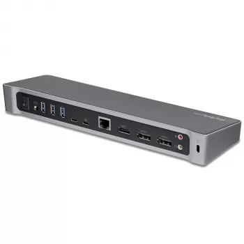 StarTech.com 4K USB-C dock, trojitá UHD 4K monitorovacia dokovacia stanica, Mac a Windows, USB-C na HDMI a DisplayPort, 100W Power Delivery, 5x USB 5Gbit/s hub – TAA