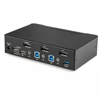 StarTech.com 2-portový DisplayPort KVM switch – 4K 60 Hz – jedna obrazovka – dual-port UHD DP 1.2 USB KVM switch s integrovaným USB 3.0 hubom & audio – Dell HP Apple Lenovo – TAA kompatibilný