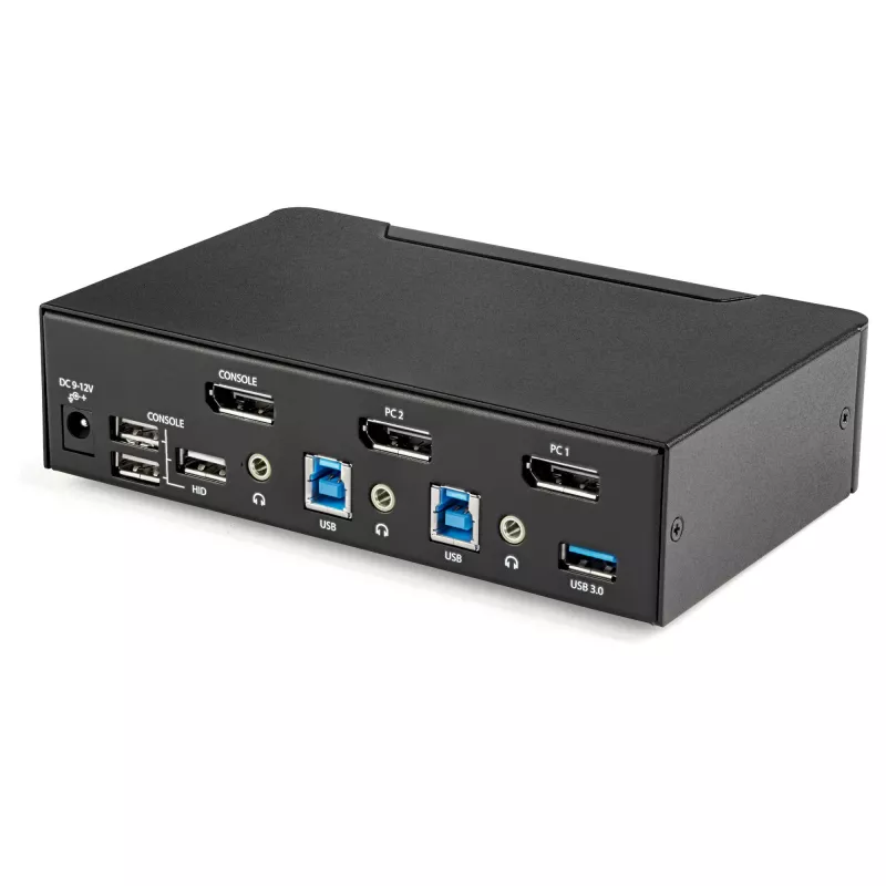 StarTech.com 2-portový DisplayPort KVM switch – 4K 60 Hz – jedna obrazovka – dual-port UHD DP 1.2 USB KVM switch s integrovaným USB 3.0 hubom & audio – Dell HP Apple Lenovo – TAA kompatibilný