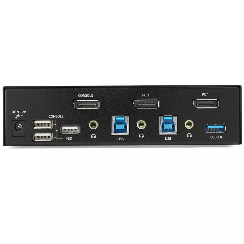 StarTech.com 2-portový DisplayPort KVM switch – 4K 60 Hz – jedna obrazovka – dual-port UHD DP 1.2 USB KVM switch s integrovaným USB 3.0 hubom & audio – Dell HP Apple Lenovo – TAA kompatibilný