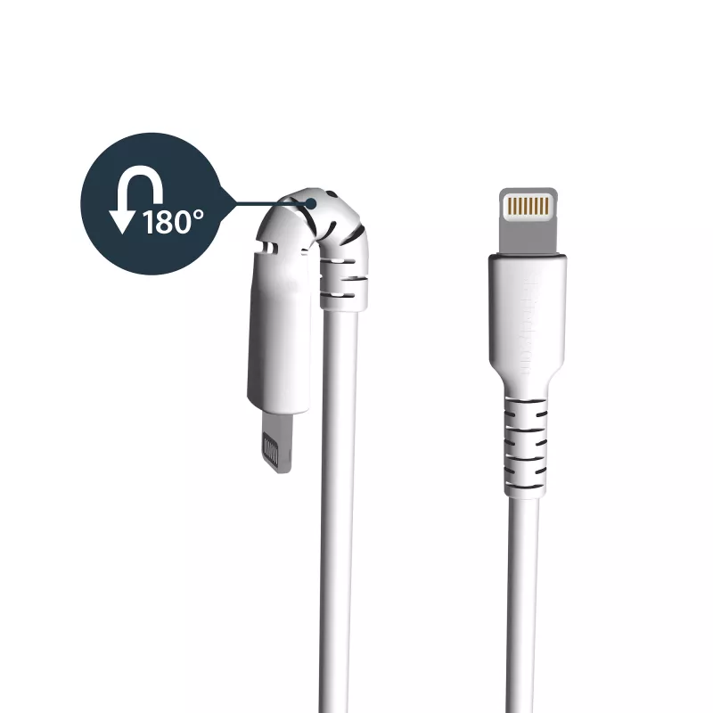 StarTech.com 6 stôp (2 m) robustný biely USB-A na Lightning kábel – vysokozáťažový robustný aramidové vlákno USB Type-A na Lightning nabíjací/sync kábel – Apple MFi certifikovaný iPad/iPhone 12