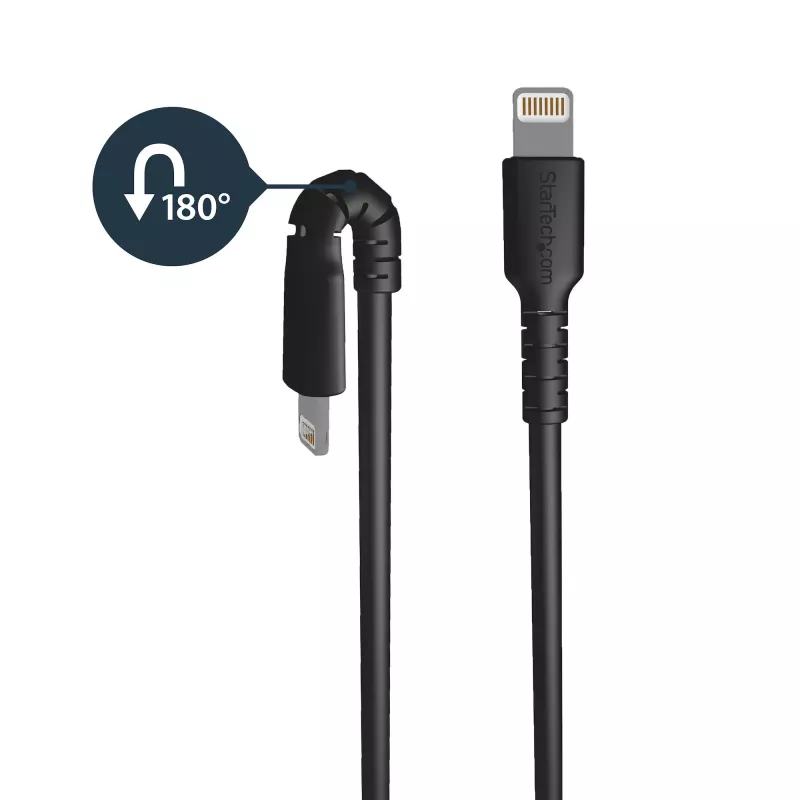 StarTech.com 0,91 m (3 stopy) robustný čierny USB-A na Lightning kábel – odolný, robustný aramidové vlákno USB Type-A na Lightning nabíjací/sync kábel – Apple MFi certifikovaný pre iPad/iPhone 12