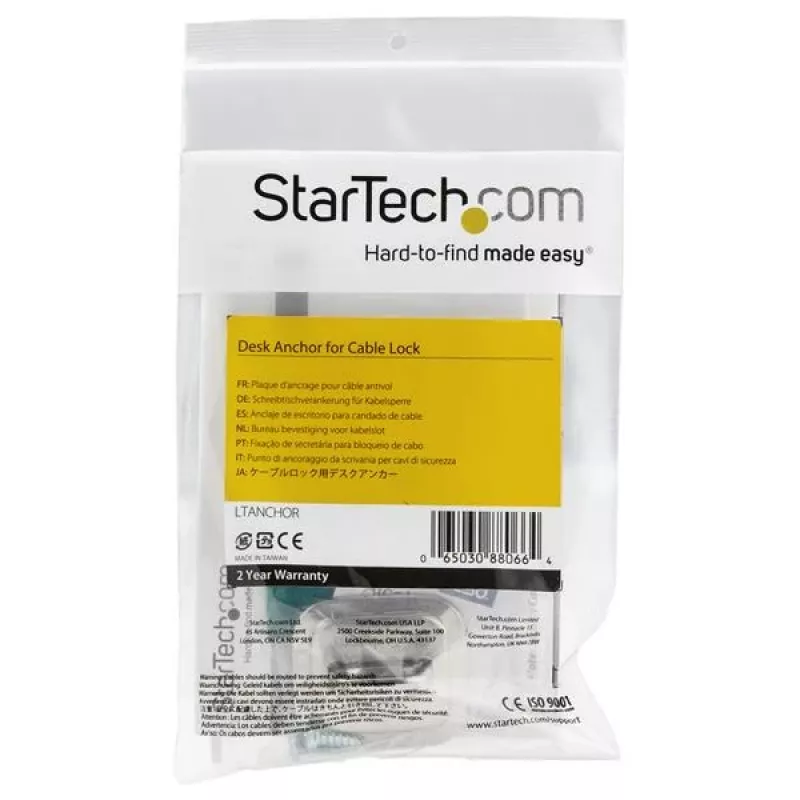 StarTech.com laptop káblový zámok kotva – zliatina zinku, kotva, strieborný, 1 ks, oceľ, 44 mm, 45,8 mm