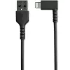 StarTech.com 1 m robustný USB-A na Lightning kábel – čierna, 90° zahnutý, odolný, aramidové vlákno vystužený, USB Type-A na Lightning nabíjací/sync kábel – Apple MFi certifikovaný – iPhone