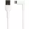 StarTech.com 1 m robustný USB-A na Lightning kábel – biela 90° zahnutý odolný aramidové vlákno USB Type-A na Lightning nabíjací/sync kábel – Apple MFi certifikovaný – iPhone