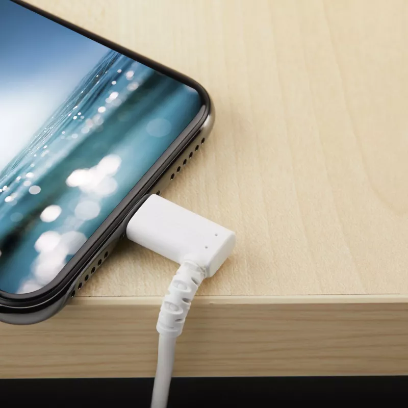 StarTech.com 1 m robustný USB-A na Lightning kábel – biela 90° zahnutý odolný aramidové vlákno USB Type-A na Lightning nabíjací/sync kábel – Apple MFi certifikovaný – iPhone