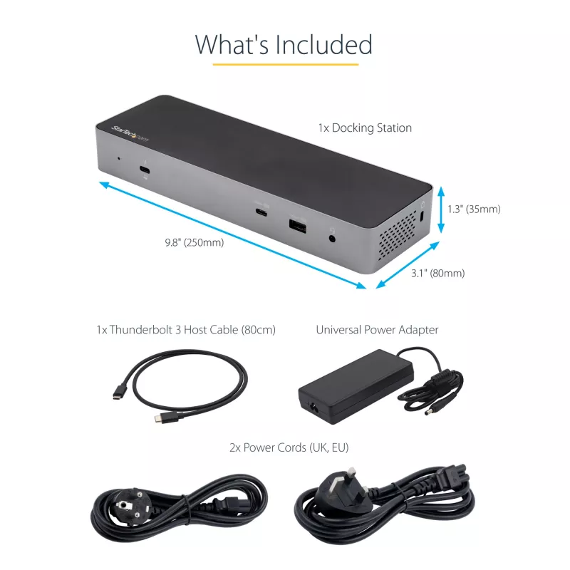 StarTech.com USB C dokovacia stanica pre Macbook Pro/Air-M1/M2/M3/M4, kompatibilná s Thunderbolt, HDMI/DisplayPort, Dual 4K 60Hz/Single 8K, USB Type-C dock pre notebook, 96W Power Delivery, USB 10Gbps