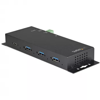 StarTech.com 4-portový USB C hub 10 Gbps – priemyselný kovový USB Type-C hub s 3x USB-A a 1x USB-C – ESD a prepäťová ochrana – USB-C alebo USB-A hostiteľ – samostatne napájaný, montovateľný USB 3.2/3.1 Gen 2 hub