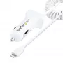 StarTech.com Lightning autonabíjačka so špirálovým káblom, 1 m Lightning špirálový kábel, 12 W, biela, 2-portový USB auto nabíjací adaptér pre telefóny a tablety, dual-USB auto iPhone nabíjačka