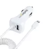 StarTech.com Lightning autonabíjačka so špirálovým káblom, 1 m Lightning špirálový kábel, 12 W, biela, 2-portový USB auto nabíjací adaptér pre telefóny a tablety, dual-USB auto iPhone nabíjačka