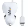 StarTech.com Lightning autonabíjačka so špirálovým káblom, 1 m Lightning špirálový kábel, 12 W, biela, 2-portový USB auto nabíjací adaptér pre telefóny a tablety, dual-USB auto iPhone nabíjačka