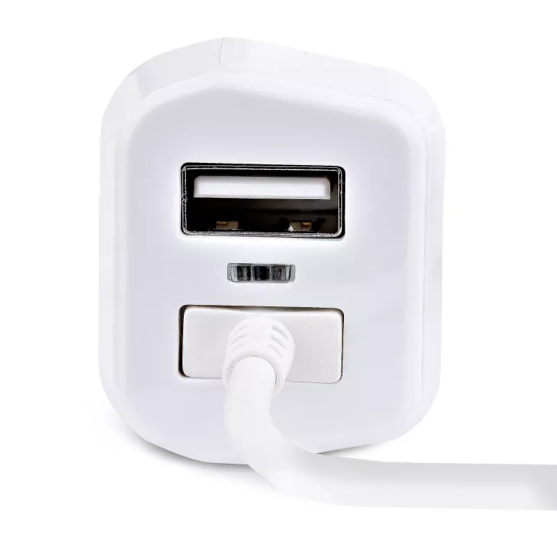 StarTech.com Lightning autonabíjačka so špirálovým káblom, 1 m Lightning špirálový kábel, 12 W, biela, 2-portový USB auto nabíjací adaptér pre telefóny a tablety, dual-USB auto iPhone nabíjačka