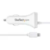 StarTech.com Lightning autonabíjačka so špirálovým káblom, 1 m Lightning špirálový kábel, 12 W, biela, 2-portový USB auto nabíjací adaptér pre telefóny a tablety, dual-USB auto iPhone nabíjačka