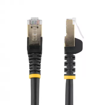 StarTech.com 7,5m CAT6a Ethernetový kábel – 10-Gigabitový tienený, s ochranou západky RJ45 100W PoE patch kábel – 10GbE STP sieťový kábel s odľahčením ťahu – Čierny, jednotlivo testovaný/kabeláž UL-certifikovaná/TIA