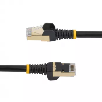 StarTech.com 7,5m CAT6a Ethernetový kábel – 10-Gigabitový tienený, s ochranou západky RJ45 100W PoE patch kábel – 10GbE STP sieťový kábel s odľahčením ťahu – Čierny, jednotlivo testovaný/kabeláž UL-certifikovaná/TIA
