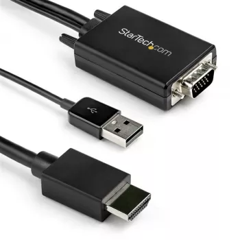 StarTech.com 2m VGA na HDMI konvertorový kábel s podporou USB zvuku a napájaním – analógovo-digitálny video adaptérový kábel na pripojenie VGA PC k HDMI monitoru – 1080p samec na samec monitorový kábel