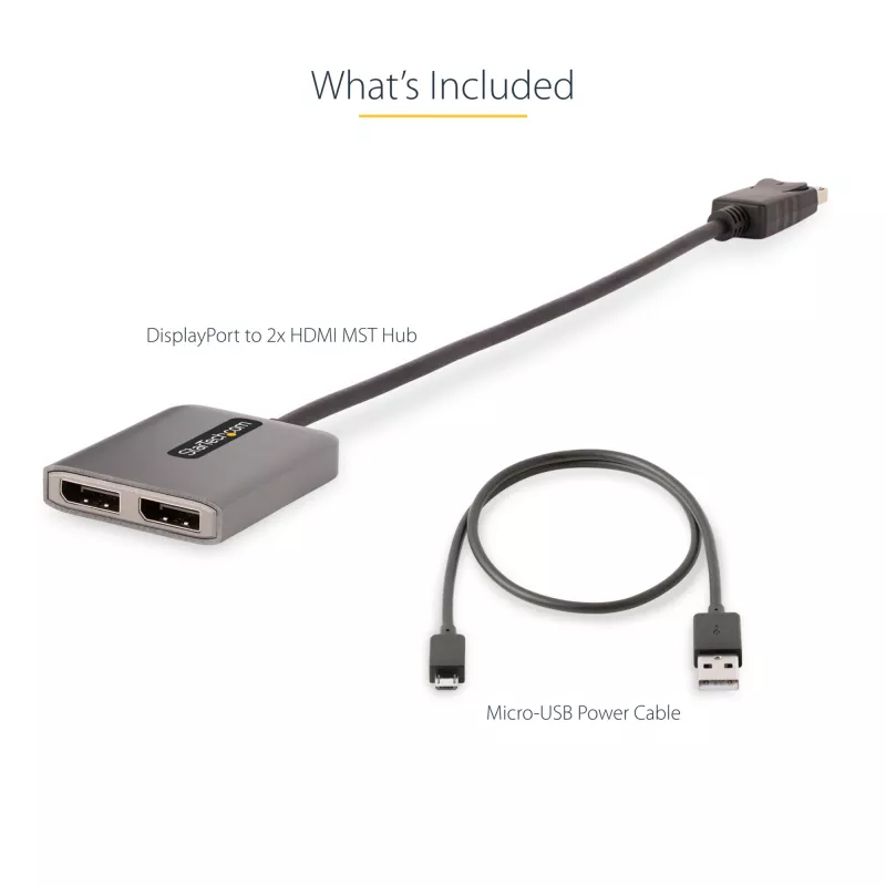 StarTech.com DP na Dual HDMI MST HUB - Dual HDMI 4K 60Hz - DisplayPort multi-monitor adaptér s 30 cm káblom - DP 1.4 Multi Stream Transport Hub, DSC | HBR3 - DP na HDMI splitter