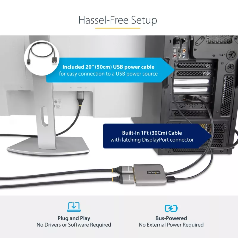 StarTech.com DP na Dual HDMI MST HUB - Dual HDMI 4K 60Hz - DisplayPort multi-monitor adaptér s 30 cm káblom - DP 1.4 Multi Stream Transport Hub, DSC | HBR3 - DP na HDMI splitter