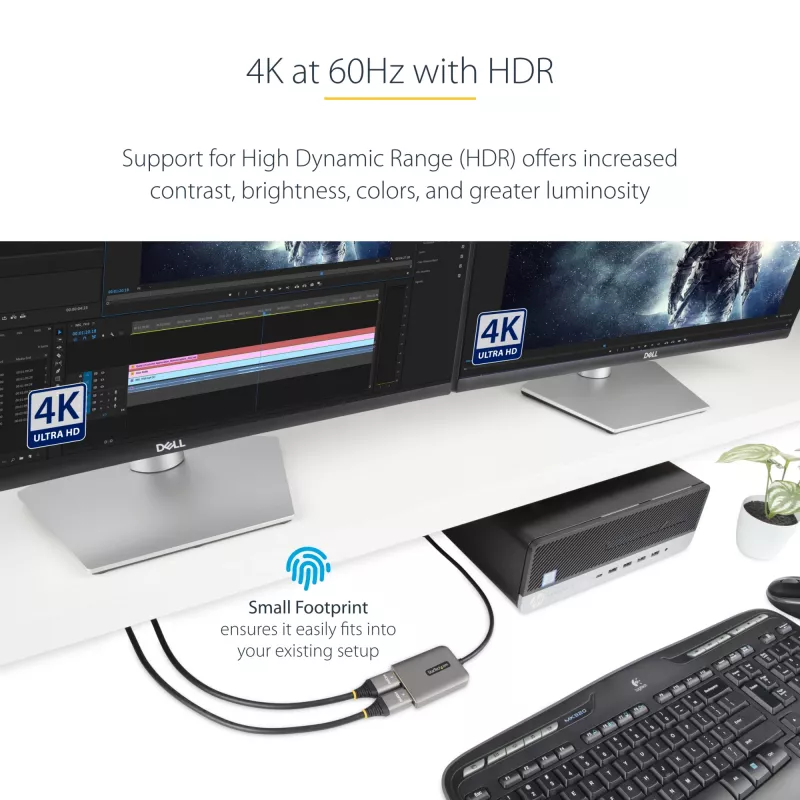 StarTech.com DP na Dual HDMI MST HUB - Dual HDMI 4K 60Hz - DisplayPort multi-monitor adaptér s 30 cm káblom - DP 1.4 Multi Stream Transport Hub, DSC | HBR3 - DP na HDMI splitter