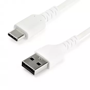 StarTech.com 2m USB-A na USB-C nabíjací kábel – odolný rýchlonabíjací a synchronizačný USB 2.0 na USB Type-C dátový kábel – odolný TPE plášť aramidové vlákno M/M 3A biely – Samsung S10, iPad Pro, Pixel