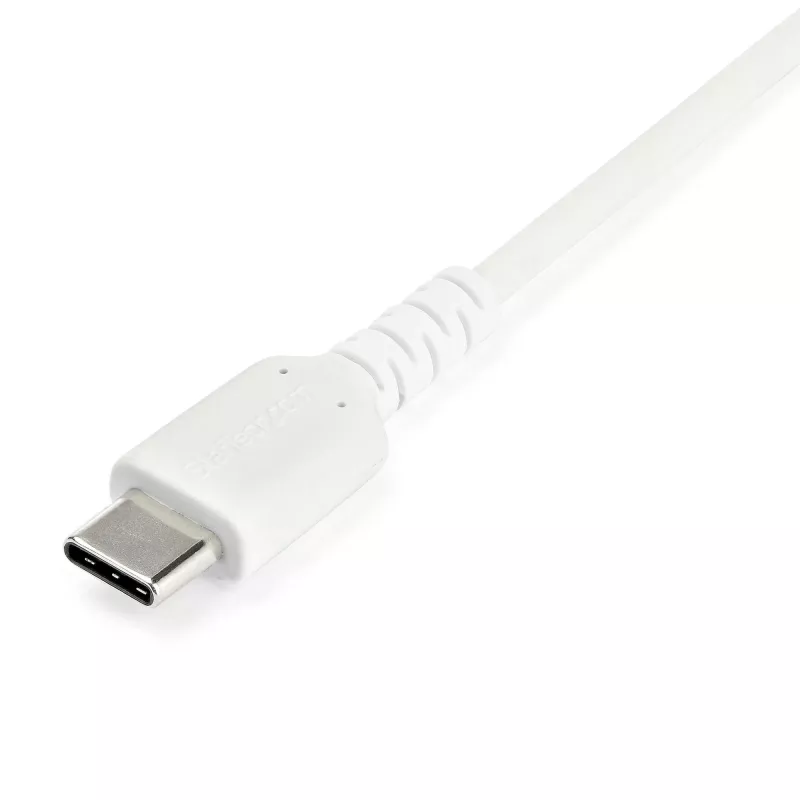 StarTech.com 1m USB-A na USB-C nabíjací kábel – odolný rýchlonabíjací a synchronizačný kábel USB 2.0 na USB Type-C – odolný TPE plášť s aramidovým vláknom M/M 3A biely – Samsung S10, iPad Pro, Pixel