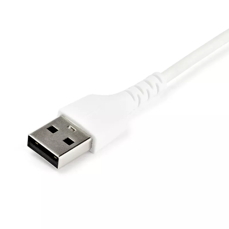 StarTech.com 1m USB-A na USB-C nabíjací kábel – odolný rýchlonabíjací a synchronizačný kábel USB 2.0 na USB Type-C – odolný TPE plášť s aramidovým vláknom M/M 3A biely – Samsung S10, iPad Pro, Pixel