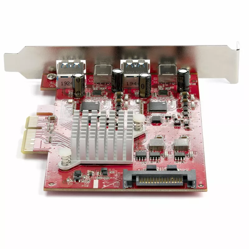 StarTech.com 4-port USB PCIe karta – 10-Gbit/s USB PCI-Express rozširujúca karta s 2 kontrolérmi – 2x USB-C a 2x USB-A porty (USB 3.2/3.1 Gen 2) – USB/USB-C PCIe karta – Full Profile