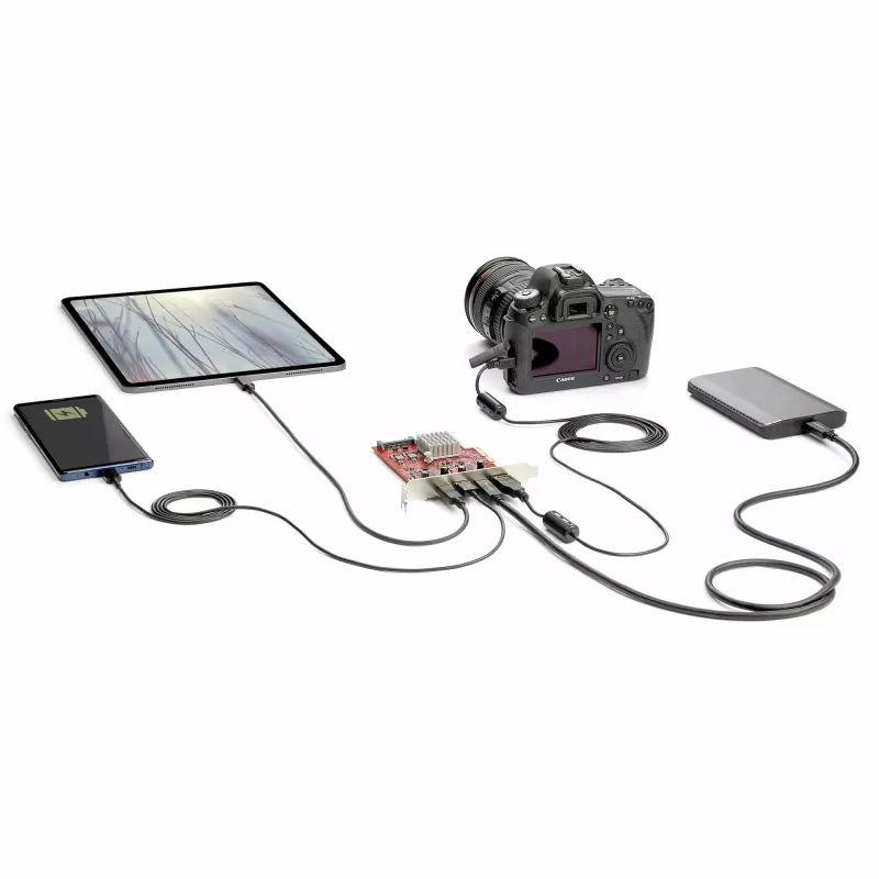 StarTech.com 4-port USB PCIe karta – 10-Gbit/s USB PCI-Express rozširujúca karta s 2 kontrolérmi – 2x USB-C a 2x USB-A porty (USB 3.2/3.1 Gen 2) – USB/USB-C PCIe karta – Full Profile