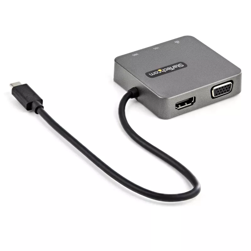 StarTech.com USB-C multiport adaptér – USB 3.1 Gen 2 Type-C mini dock – USB-C na 4K HDMI alebo 1080p VGA video – 10 Gbit/s USB-A USB-C, GbE – prenosný cestovný dok pre notebook – funguje s Thunderbolt 3