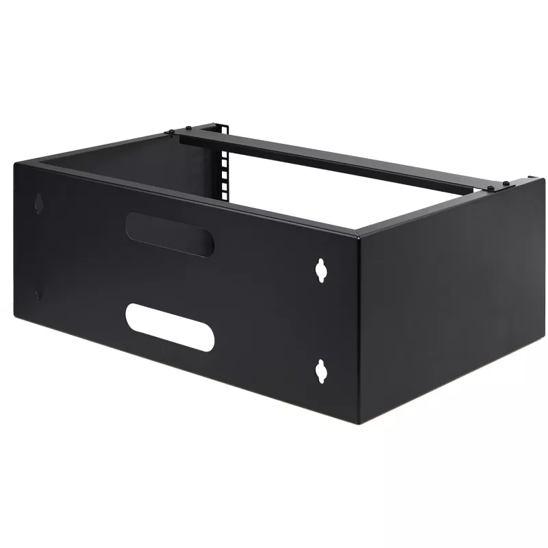 StarTech.com 4U nástenný sieťový rack – 14 inch hĺbka (plochý profil) – 19 inch držiak patch panelu pre ploché serverové a IT zariadenia, sieťové switche – nosnosť 20 kg, čierna