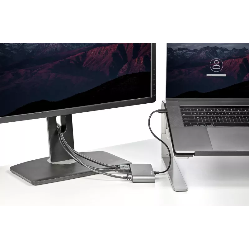 StarTech.com dual-monitor Thunderbolt Mini Dock, 4K 60Hz HDMI, hub bez ovládačov pre Windows & Mac, Gigabit Ethernet, 1 x USB 5Gbps & 1x USB 2.0, 28 cm kábel