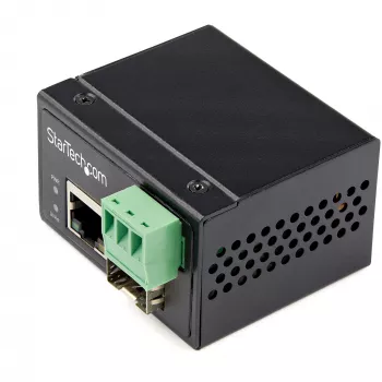 StarTech.com priemyselný konvertor médií z optického vlákna na Ethernet – 100 Mbit/s SFP na RJ45/Cat6 – Singlemode/Multimode optické vlákno na medenú sieť – 12-56 V DC – IP-30 / -40 až +75 °C