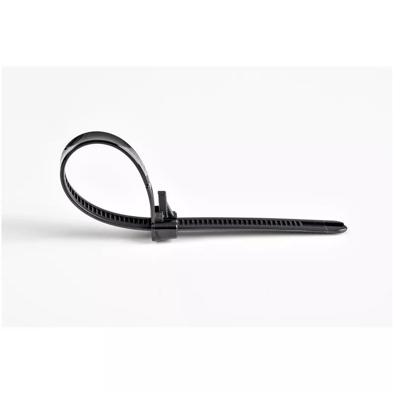 StarTech.com 10 inch (25cm) opakovane použiteľné viazacie pásky - 1/4 inch (7mm) široké, 2-1/2 inch (65mm) priemer zväzku, 50lb (22kg) pevnosť v ťahu, rozopínateľné nylonové viazacie pásky, interiér/exteriér, 94V-2/UL certifikované, 100 ks balenie - čierne