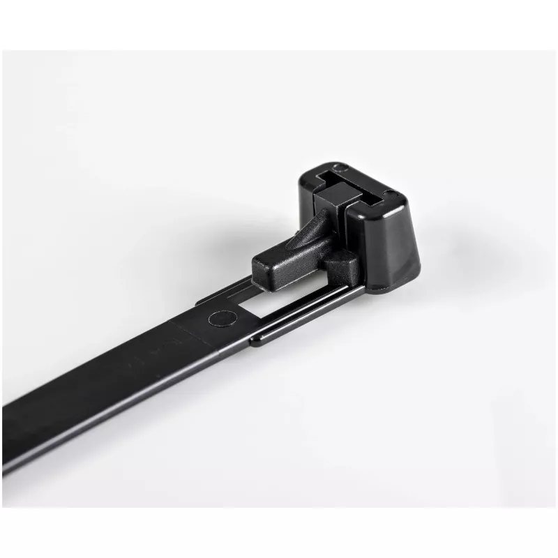StarTech.com 10 inch (25cm) opakovane použiteľné viazacie pásky - 1/4 inch (7mm) široké, 2-1/2 inch (65mm) priemer zväzku, 50lb (22kg) pevnosť v ťahu, rozopínateľné nylonové viazacie pásky, interiér/exteriér, 94V-2/UL certifikované, 100 ks balenie - čierne