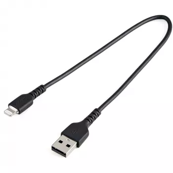 StarTech.com 30 cm robustný čierny kábel USB-A na Lightning – heavy-duty drsný aramidový USB Type-A na Lightning nabíjací/synchronizačný kábel – Apple MFi certifikovaný iPad/iPhone 12