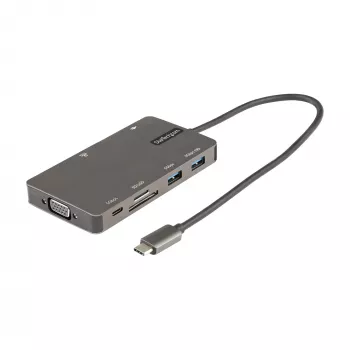 StarTech.com USB-C multiportový adaptér – HDMI 4K 30Hz alebo VGA Travel Dock – 5Gbps USB 3.0 hub (USB-A/USB-C porty) – 100W Power Delivery – SD/Micro SD – GbE – 30cm kábel – USB-C mini dock