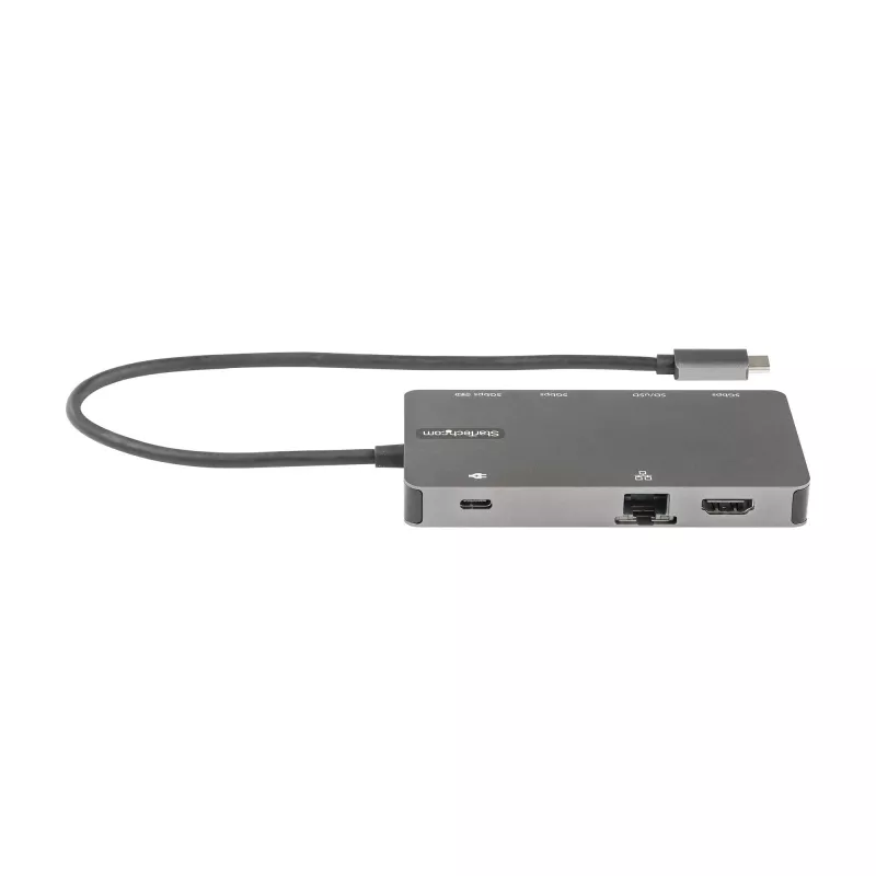StarTech.com USB-C multiportový adaptér – HDMI 4K 30Hz alebo VGA Travel Dock – 5Gbps USB 3.0 hub (USB-A/USB-C porty) – 100W Power Delivery – SD/Micro SD – GbE – 30cm kábel – USB-C mini dock