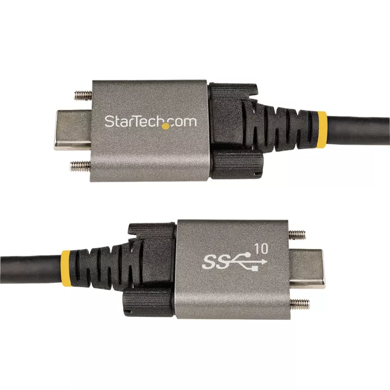 StarTech.com 50cm (20″) bočne skrutkovateľný USB-C kábel 10Gbps – USB 3.1/3.2 Gen 2 Type-C kábel – 100W (5A) Power Delivery nabíjanie, DP Alt Mode – Dvojité skrutkové zaistenie – USB-C kábel nabíjanie/synchronizácia