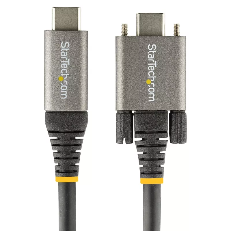 StarTech.com 50cm (20″) bočne skrutkovateľný USB-C kábel 10Gbps – USB 3.1/3.2 Gen 2 Type-C kábel – 100W (5A) Power Delivery nabíjanie, DP Alt Mode – Dvojité skrutkové zaistenie – USB-C kábel nabíjanie/synchronizácia
