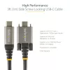 StarTech.com 50cm (20″) bočne skrutkovateľný USB-C kábel 10Gbps – USB 3.1/3.2 Gen 2 Type-C kábel – 100W (5A) Power Delivery nabíjanie, DP Alt Mode – Dvojité skrutkové zaistenie – USB-C kábel nabíjanie/synchronizácia