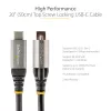 StarTech.com 50 cm horný skrutkovo zaistený USB-C kábel 10 Gb/s – USB 3.1/3.2 Gen 2 Type-C kábel – 100 W (5 A) Power Delivery nabíjanie, DP Alt Mode – jednoduché skrutkové zaistenie, USB-C kábel nabíjanie/synchronizácia