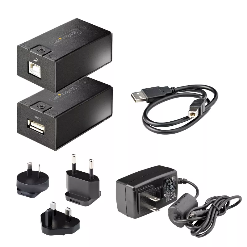 StarTech.com 150 m (492 ft) USB 2.0 extender cez Cat5e/Cat6 Ethernet kábel, externe napájaný USB extender cez RJ45/sieťový kábel, USB cez Ethernet kábel extender/adaptér