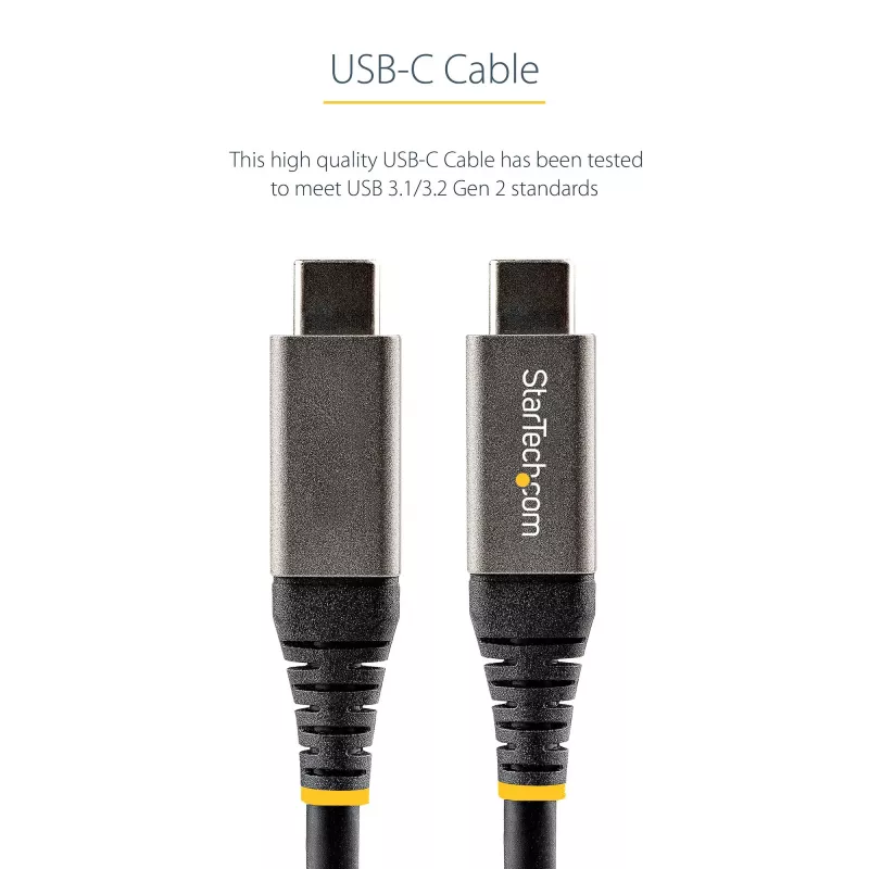 StarTech.com 20 palcov (50 cm) USB-C kábel 10 Gb/s – USB 3.1 Type-C kábel – 100 W (5 A) Power Delivery nabíjanie, DP Alt Mode – USB-C kábel pre USB-C laptop/telefón/zariadenie – nabíjanie/synchronizácia