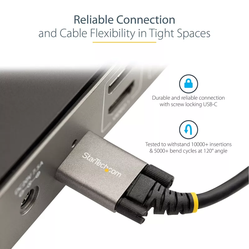 StarTech.com 0,91 m bočne skrutkovo zaistený USB-C kábel 10 Gb/s – USB-IF certifikovaný USB-C kábel – USB 3.1/3.2 Gen 2 Type-C kábel – 100 W (5 A) Power Delivery nabíjanie, DP Alt Mode – dvojité skrutkové zaistenie – USB-C kábel nabíjanie/synchronizácia