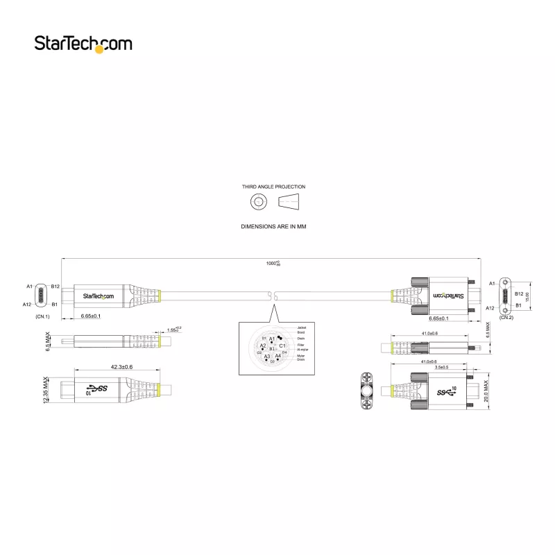 StarTech.com 0,91 m bočne skrutkovo zaistený USB-C kábel 10 Gb/s – USB-IF certifikovaný USB-C kábel – USB 3.1/3.2 Gen 2 Type-C kábel – 100 W (5 A) Power Delivery nabíjanie, DP Alt Mode – dvojité skrutkové zaistenie – USB-C kábel nabíjanie/synchronizácia