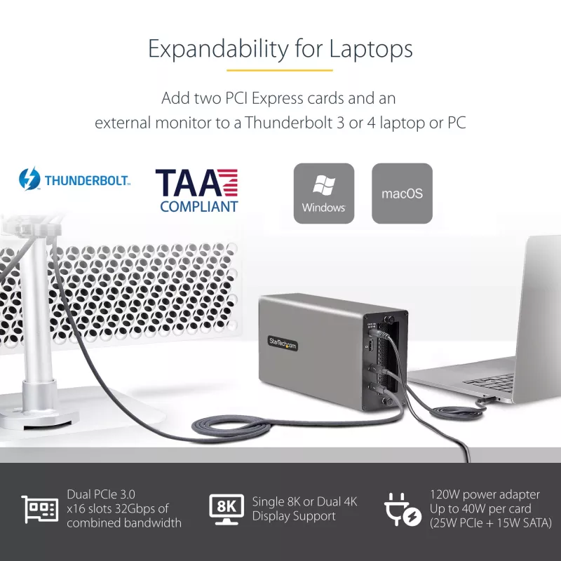 StarTech.com dvojslotová Thunderbolt 3 PCIe rozširujúca skrinka