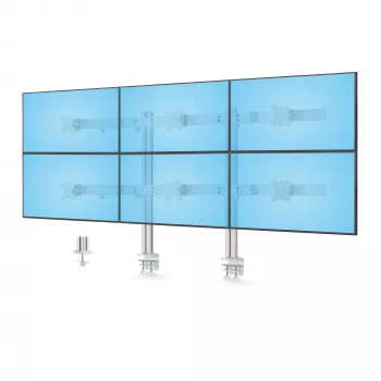 StarTech.com držiak na stôl pre šesť monitorov s priečnym nosníkom, pre počítačové obrazovky do 32 palcov, max. 8 kg na monitor, dvojitý stĺp, C-svorka/prevlečenie cez stôl, výškovo nastaviteľný