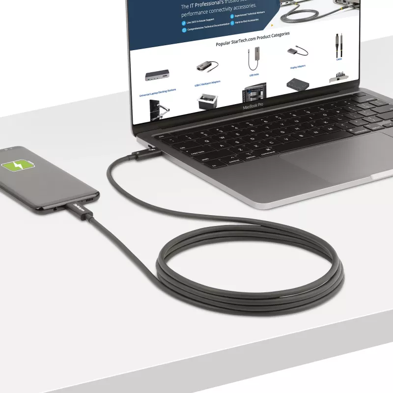 StarTech.com 2m aktívny Thunderbolt 4 kábel, 40 Gbit/s, 100W Power Delivery, 4K/8K video, Intel-certifikovaný Thunderbolt kábel – Kompatibilný s USB4/Thunderbolt 4/USB 3.2/USB Type-C/DisplayPort/Thunderbolt 3