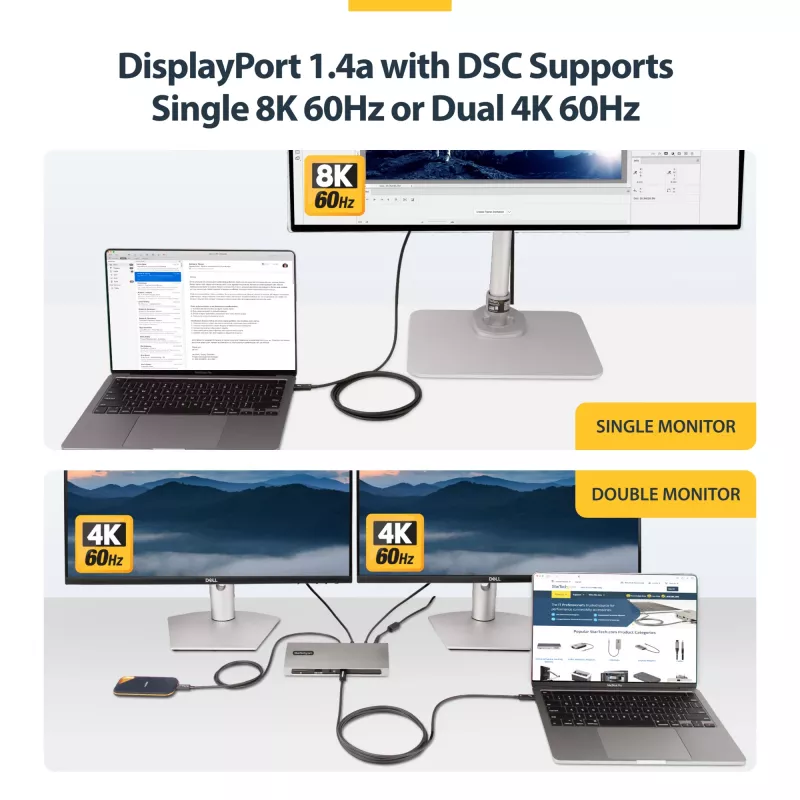 StarTech.com 2m aktívny Thunderbolt 4 kábel, 40 Gbit/s, 100W Power Delivery, 4K/8K video, Intel-certifikovaný Thunderbolt kábel – Kompatibilný s USB4/Thunderbolt 4/USB 3.2/USB Type-C/DisplayPort/Thunderbolt 3
